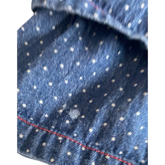 Hello Kitty Girls Denim Dress Size 6 Blue Polka Dot Pink Belt Embroidered READ - Picture 4 of 10